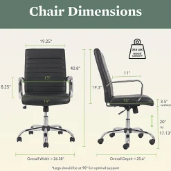 HON® Sadie Ergonomic Bonded Leather Mid-Back Executive Chair, Black/Chrome