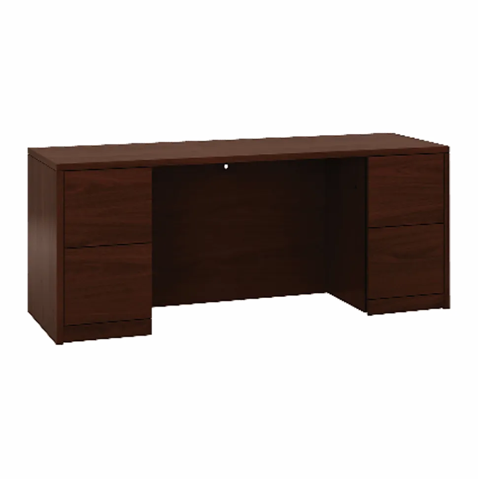 HON 10500 Series Double Pedestal Credenza with Kneespace - 72"x24"x29.5" - 4x File Drawer(s) - Double Pedestal - 105900NN