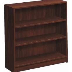 HON® 1870-Series Laminate Modular Shelving Bookcase, 3 Shelves (2 Adjustable), 36"H x 36"W x 11-1/2"D, Mahogany