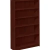 HON® 1870-Series Laminate Modular Shelving Bookcase, 5 Shelves (3 Adjustable), 60"H x 36"W x 11-1/2"D, Mahogany