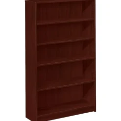 HON® 1870-Series Laminate Modular Shelving Bookcase, 5 Shelves (3 Adjustable), 60"H x 36"W x 11-1/2"D, Mahogany