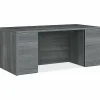 HON 0500 Series Sterling Ash Laminate Desking, 29.5"H x 60"W x 30"D, 5 x File, Box, Storage Drawer(s), Double Pedestal