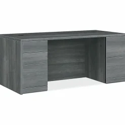 HON 0500 Series Sterling Ash Laminate Desking, 29.5"H x 60"W x 30"D, 5 x File, Box, Storage Drawer(s), Double Pedestal
