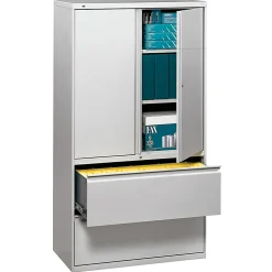 HON® 800 Series Storage Cabinet With Lateral File, 36" Wide, Light Gray