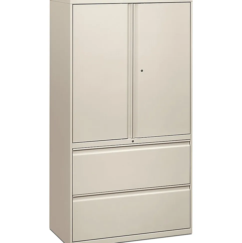 HON® 800 Series Storage Cabinet With Lateral File, 36" Wide, Light Gray