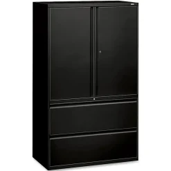HON® 800 Series Storage Cabinet With Lateral File, 42" Wide, Black