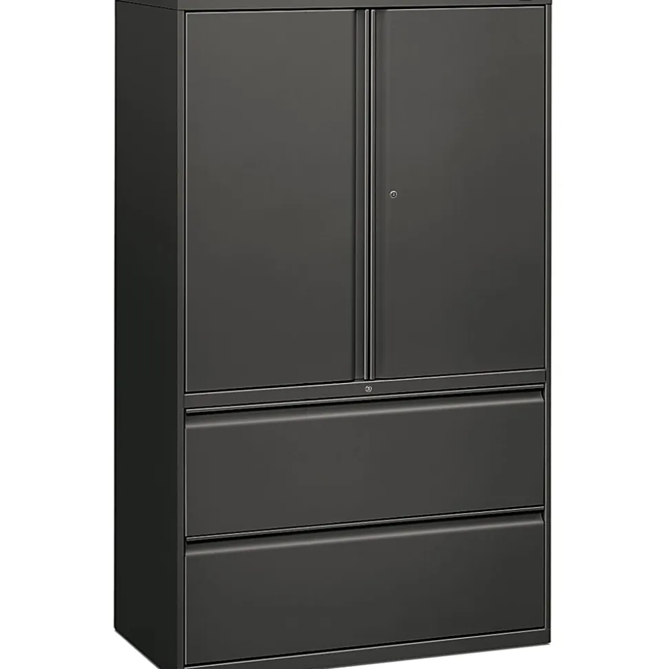 HON® 800 Series Storage Cabinet With Lateral File, 42"W, Charcoal