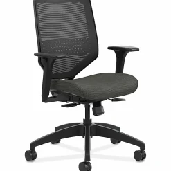 HON® Solve Fabric Mid-Back Task Chair, Ilira-Stretch Mesh Back, Black