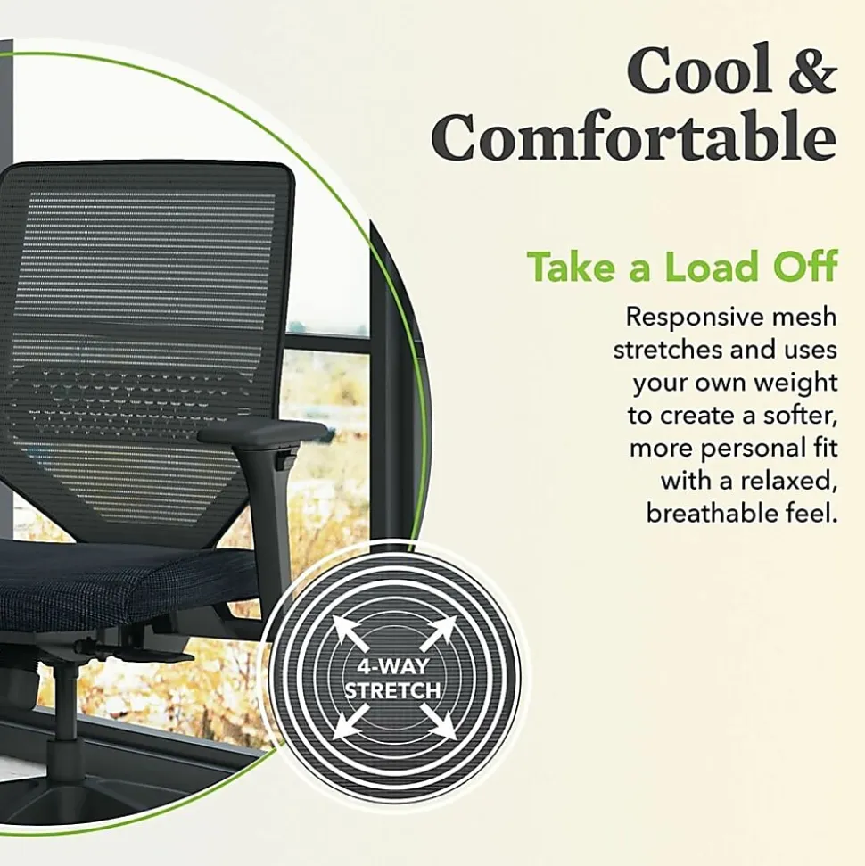HON® Solve Fabric Mid-Back Task Chair, Ilira-Stretch Mesh Back, Black
