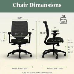 HON® Solve Fabric Mid-Back Task Chair, Ilira-Stretch Mesh Back, Black