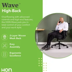 HON® VL702 Ergonomic Mesh High-Back Task Chair, Black