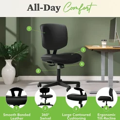 HON® Volt 5703 Bonded Leather Low-Back Chair, Black