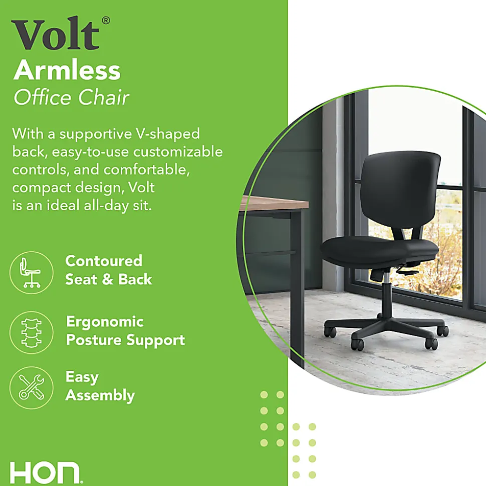 HON® Volt 5703 Bonded Leather Low-Back Chair, Black