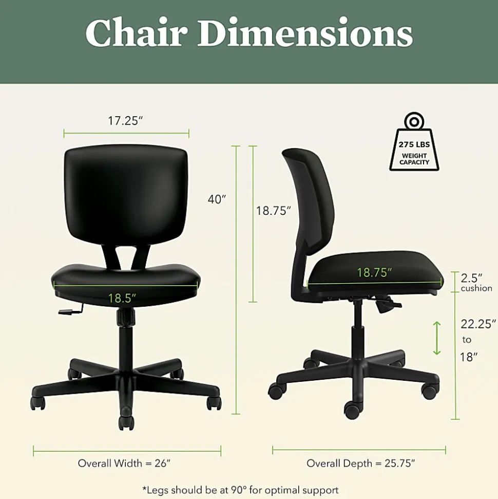 HON® Volt 5703 Bonded Leather Low-Back Chair, Black