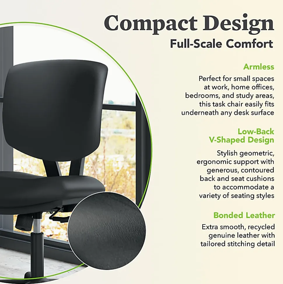 HON® Volt 5703 Bonded Leather Low-Back Chair, Black