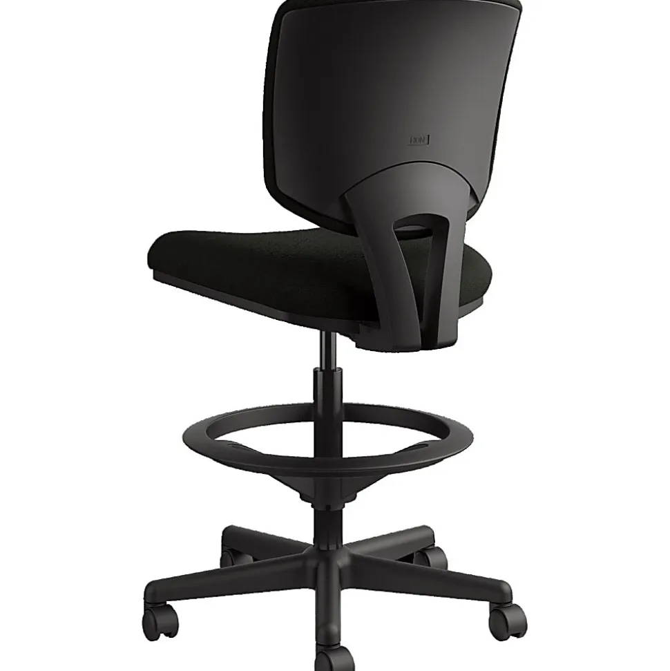 HON® Volt Bonded Leather Task Stool, Extended Height And Foot Ring, Black