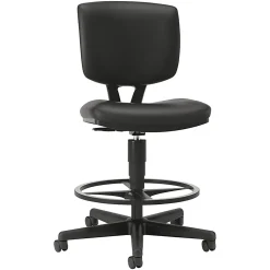 HON® Volt Bonded Leather Task Stool, Extended Height And Foot Ring, Black