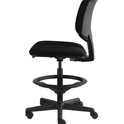 HON® Volt Bonded Leather Task Stool, Extended Height And Foot Ring, Black
