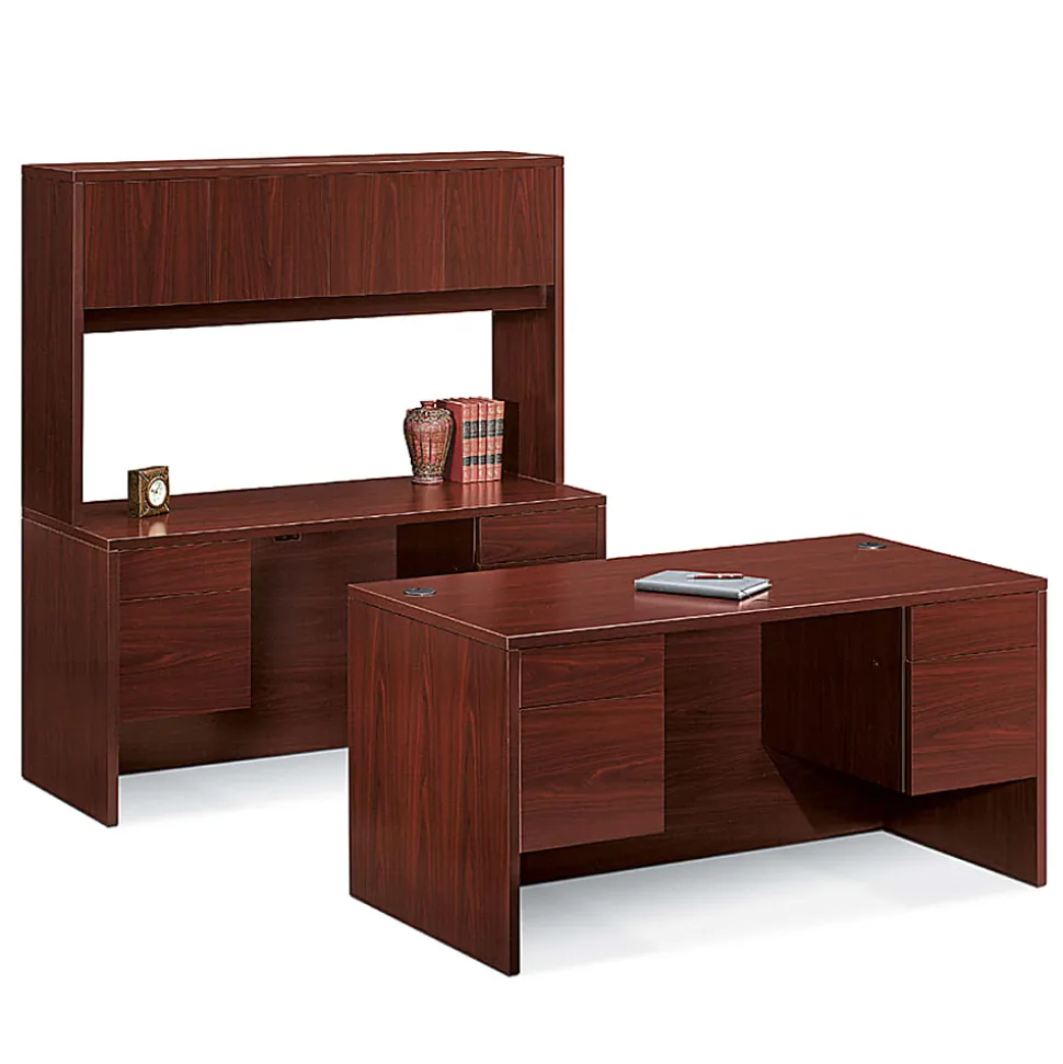 HON® 10500 60"W Double-Pedestal Computer Desk, Mahogany