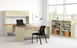 HONĀ® 38000 72"W Double-Pedestal Computer Desk, Harvest/Putty