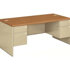 HON® 38000 72"W Double-Pedestal Computer Desk, Harvest/Putty