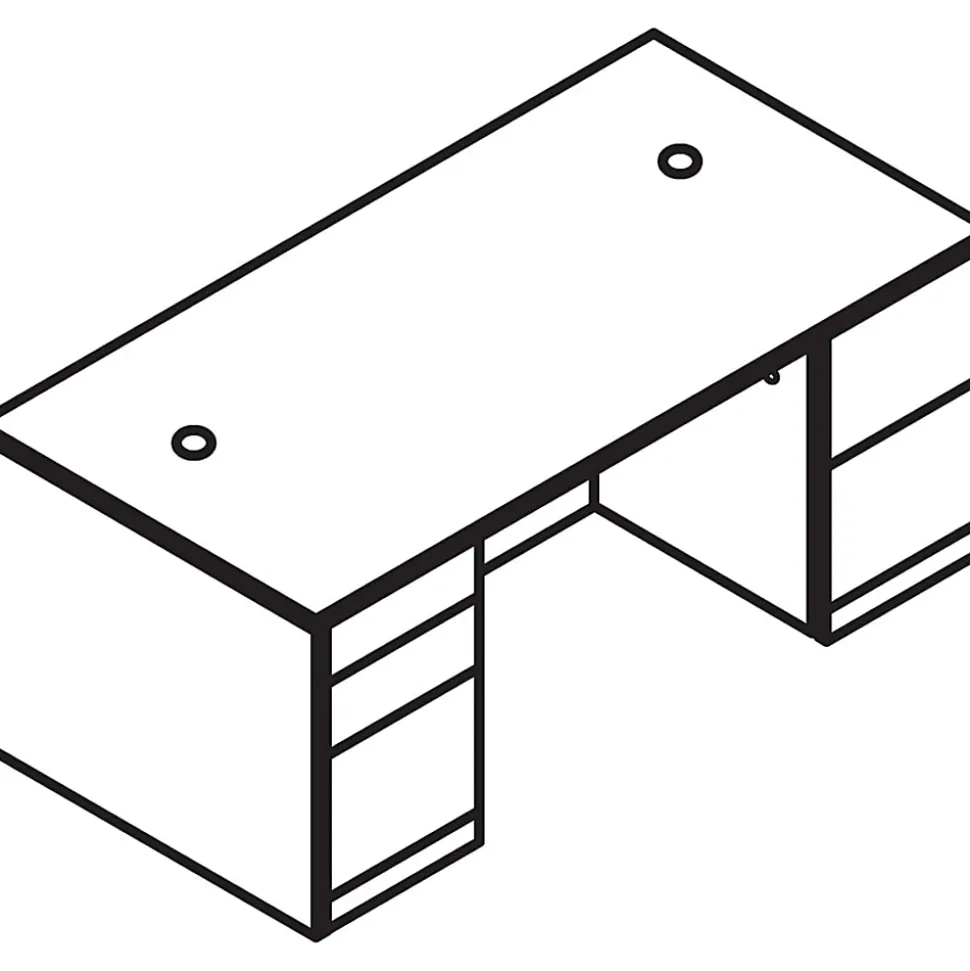 HON® 10500 72"W 5-Drawer Left-Pedestal Computer Desk, Sterling Ash