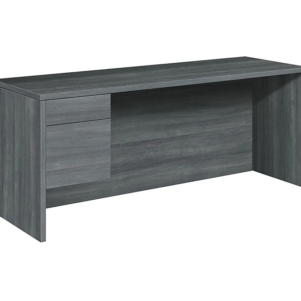 HON® 10500 72"W 2-Drawer Left-Pedestal Computer Desk, Sterling Ash