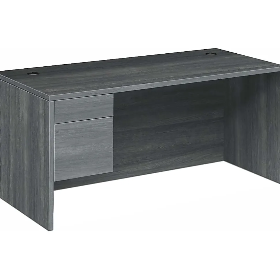 HON® 10500 66"W 2-Drawer Left-Pedestal Computer Desk, Sterling Ash