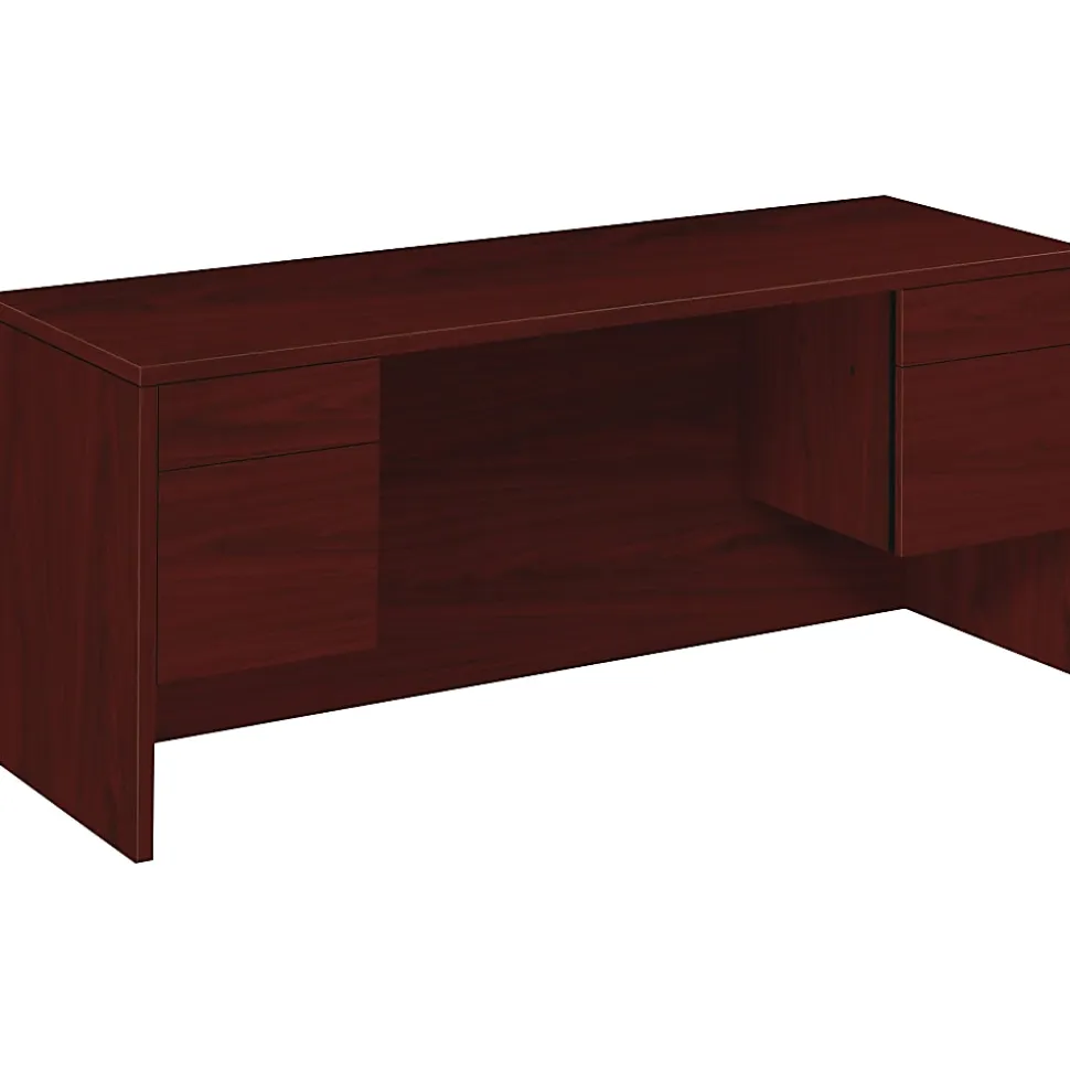 HON® 10500 72"W Kneespace Computer Desk Credenza, Mahogany