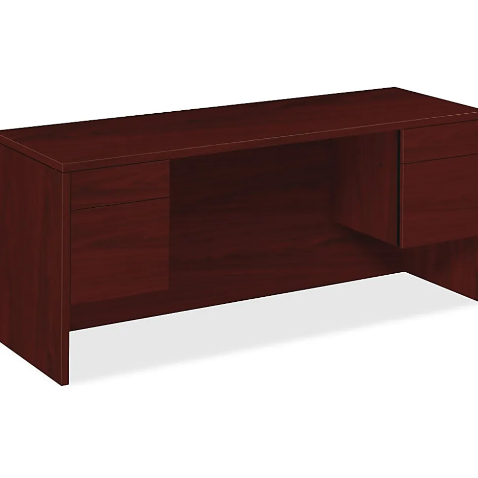 HON® 10500 72"W Kneespace Computer Desk Credenza, Mahogany