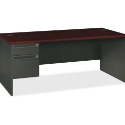 HONĀ® 38000 72"W Left-Pedestal Computer Desk, Mahogany/Charcoal