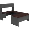 HON® 38000 72"W Left-Pedestal Computer Desk Credenza With Lock, Mahogany/Charcoal