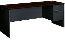 HONĀ® 38000 72"W Right-Pedestal Computer Desk Credenza With Lock, Mahogany/Charcoal