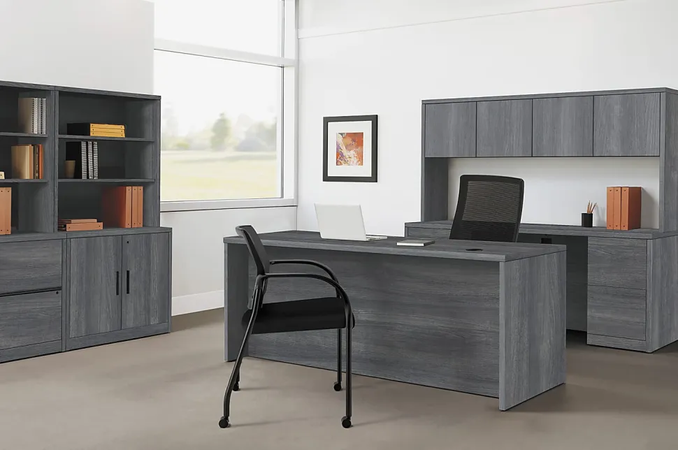HON® 10500 66"W Right-Pedestal Computer Desk, Gray
