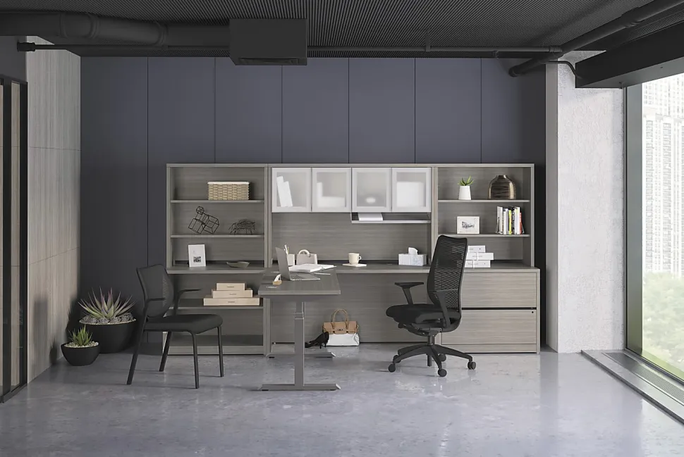 HON® 10500 66"W Right-Pedestal Computer Desk, Gray