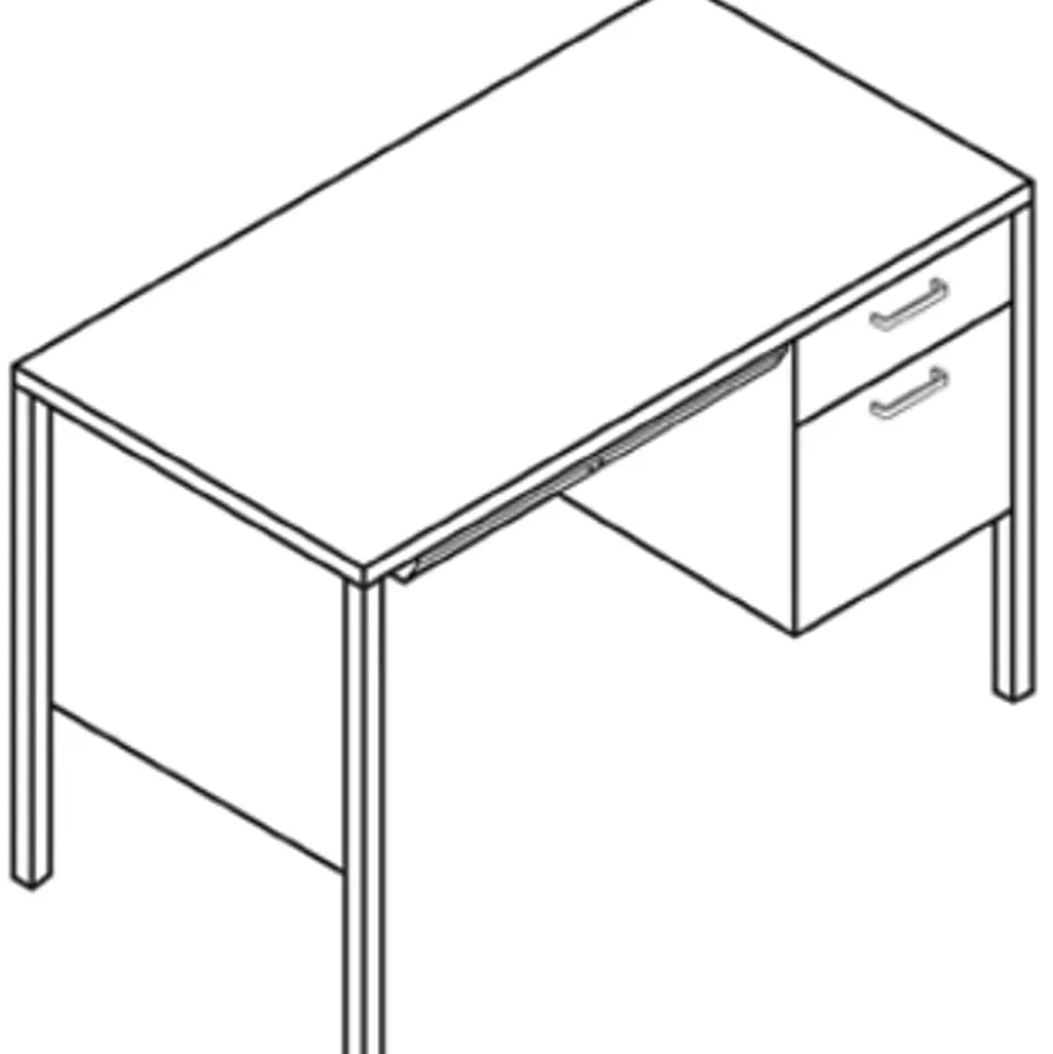 HON® 34000 45-1/4"W Right Single-Pedestal Steel Computer Desk, Harvest/Putty