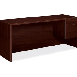 HONĀ® 10500 72"W Single-Pedestal Computer Desk Credenza With Pedestal On Right, Mahogany