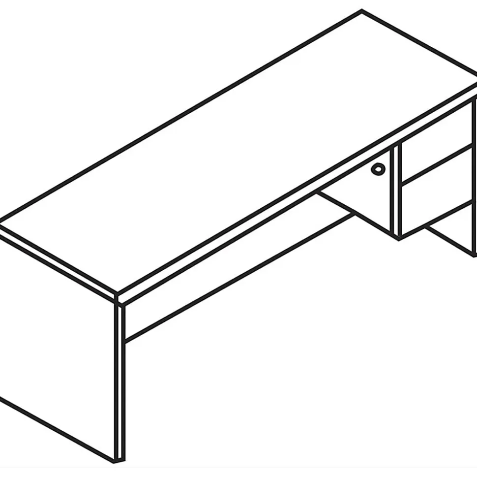 HON® 10500 72"W Single-Pedestal Computer Desk Credenza With Pedestal On Right, Mahogany