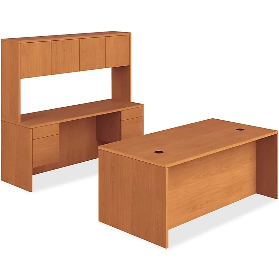 HON® 10500 66"W Workstation Computer Desk, Right Return, Harvest Cherry