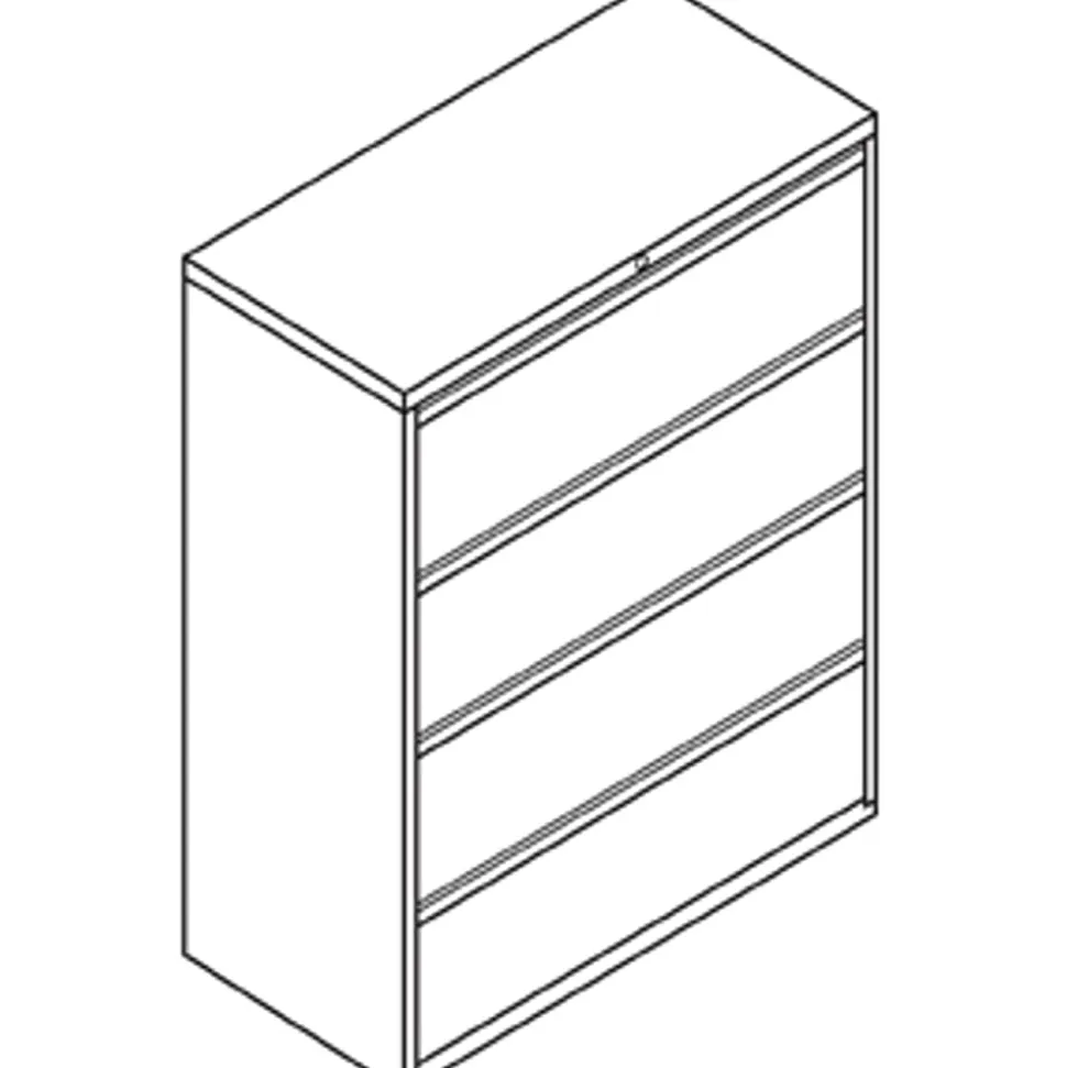 HON® 800 42"W x 19-1/4"D Lateral 4-Drawer File Cabinet With Lock, Charcoal
