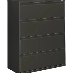 HON® 800 42"W x 19-1/4"D Lateral 4-Drawer File Cabinet With Lock, Charcoal
