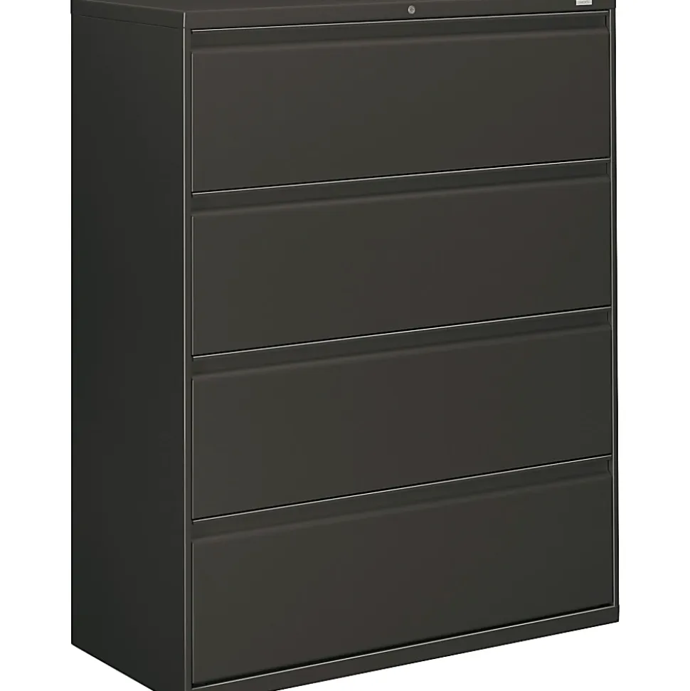 HON® 800 42"W x 19-1/4"D Lateral 4-Drawer File Cabinet With Lock, Charcoal