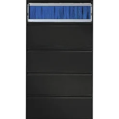 HONĀ® 36"W x 19-1/4"D Lateral 5-Drawer File Cabinet With Lock, Black