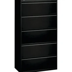 HON® 36"W x 19-1/4"D Lateral 5-Drawer File Cabinet With Lock, Black