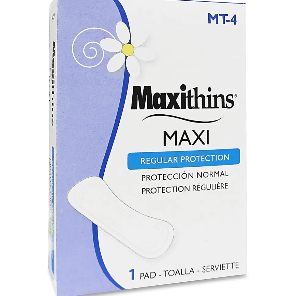 Hospeco MaxiThins Maxi Pads For Vending Machines, Maxi Absorbency, Carton Of 250 Pads