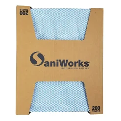 Hospeco SaniWorks® Choice Counter Towels, 12" x 21", Blue/White, Pack Of 200 Towels