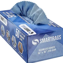 Hospeco SmartRags® Disposable Microfiber Towels, 35 Gram, 215 GSM, 16" x 16", Blue, 50 Towels Per Box, Case Of 8 Boxes