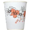 Hotel Emporium Floral Ripple Hot Cups, 8 Oz, 100% Recycled, White, Pack Of 500 Cups