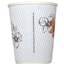 Hotel Emporium Floral Ripple Hot Cups, 8 Oz, 100% Recycled, White, Pack Of 500 Cups