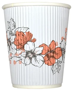 Hotel Emporium Floral Ripple Hot Cups, 16 Oz, 100% Recycled, White, Pack Of 500 Cups